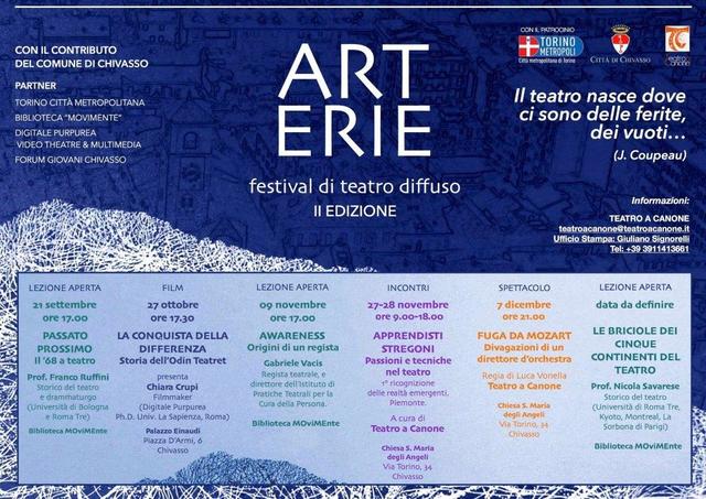 ARTERIE - Festival di teatro diffuso 2° edizione - Incontri: Apprendisti stregoni - Passioni e tecniche nel teatro